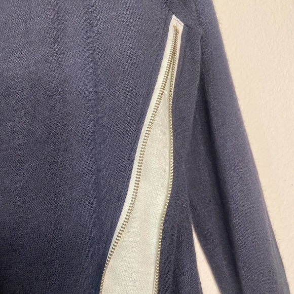 H2H Asymmetrical Cowl Neck Zipper Detail Navy Sweater Sz M - Picture 6 of 10